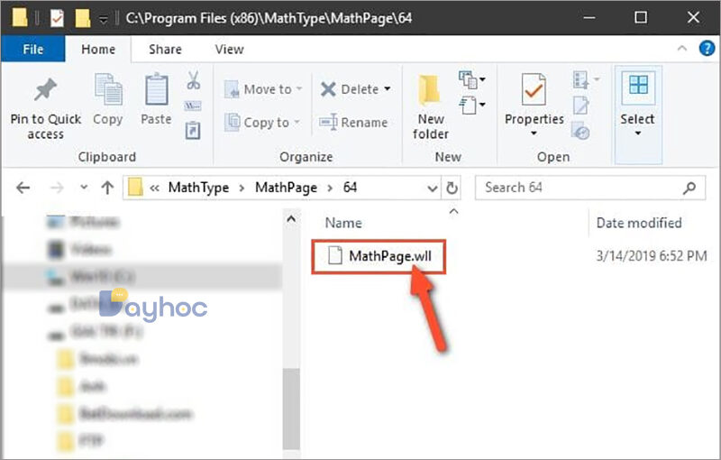 Hình ảnh hướng dẫn dán file MathPage.wll vào Office