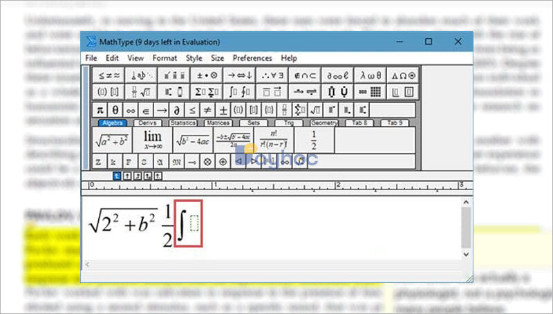 Phím tắt trong MathType