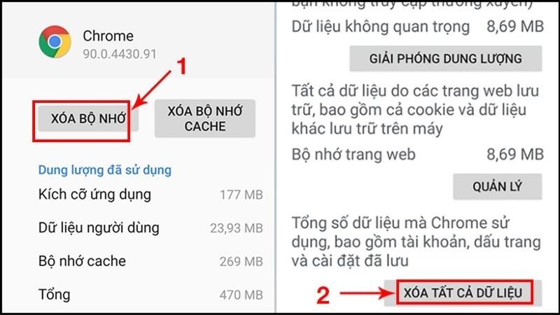 Cảnh báo về việc xóa dữ liệu