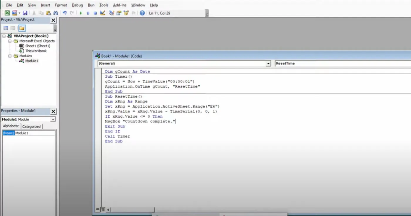 Cách Tạo Đồng Hồ Đếm Ngược Trong Excel Bằng VBA