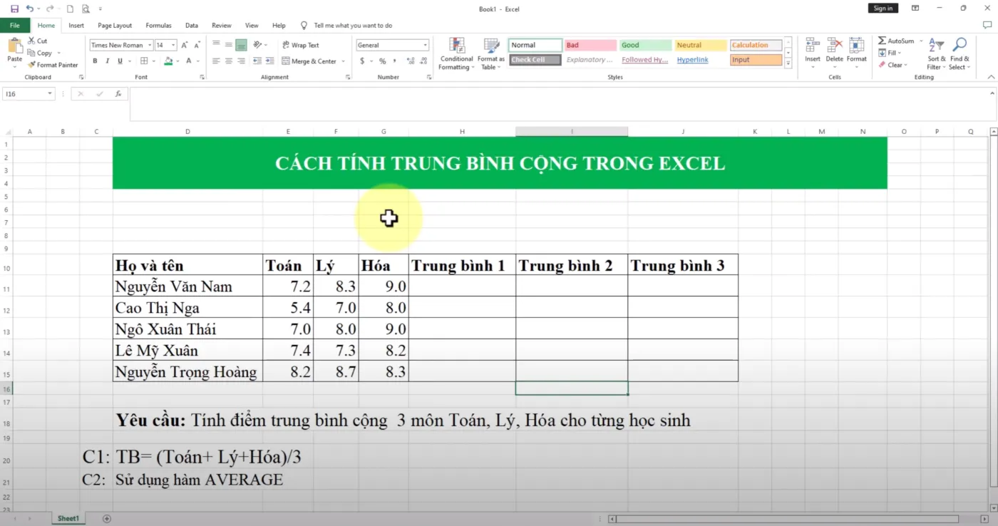 Hướng dẫn chi tiết từ A đến Z Cách Tính Trung Bình Trọng Số Trong Excel