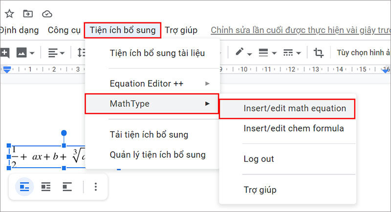 Sửa lỗi công thức MathType 2